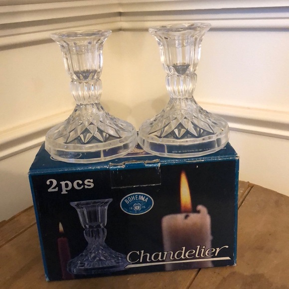 Bohemia lead Crystal candlesticks Czech Republic - Picture 2 of 10